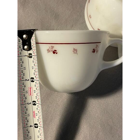 Vintage Corning 8oz. PYREX set/2 coffee tea mugs with burgundy rose design - Picture 5 of 9